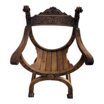 Armchair, Dagobert chair carved wood 19th