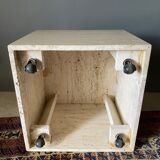 Base table shape square 1970 travertine on wheels french work