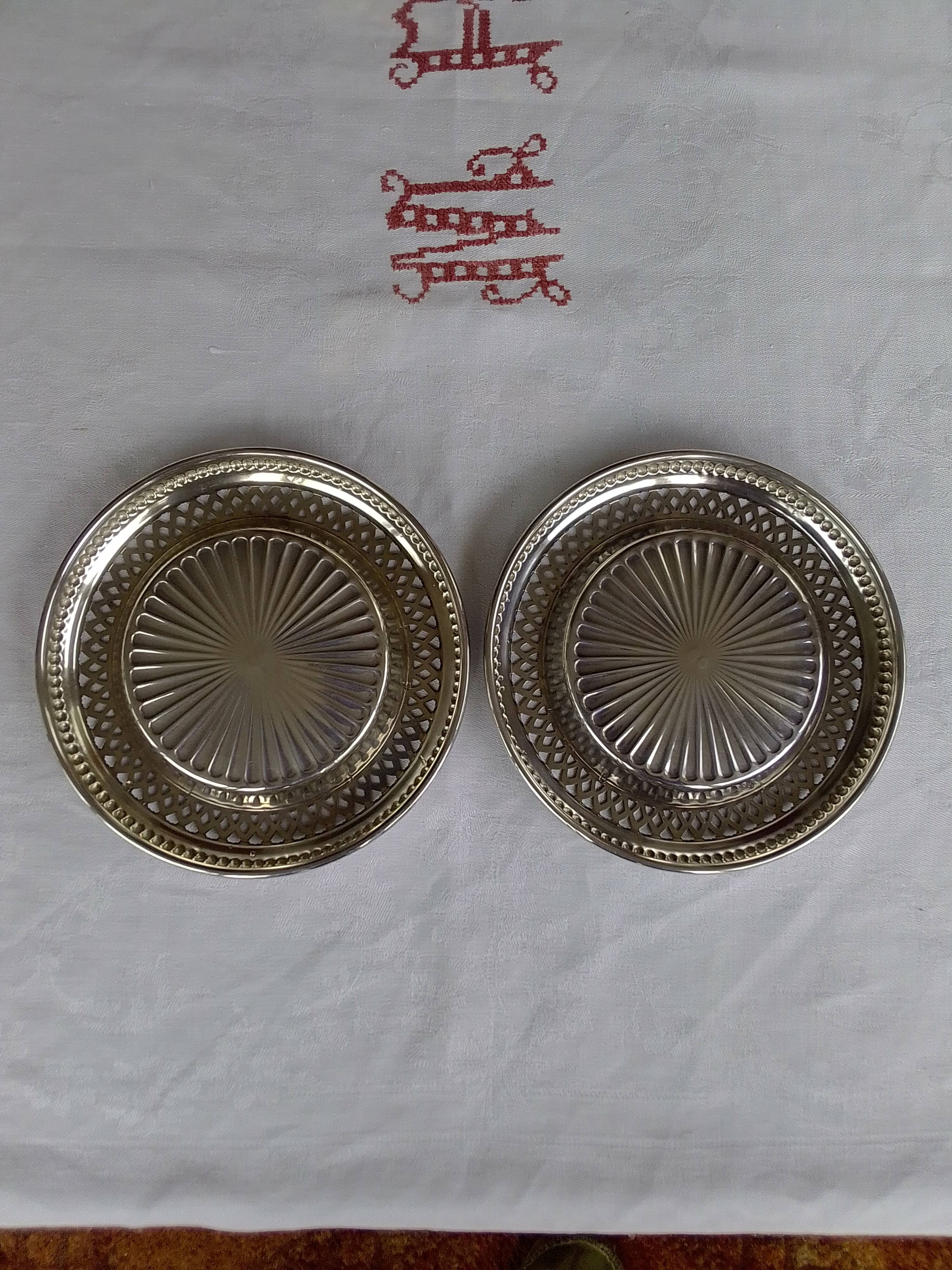 2 dessous de verre bouteille métal argenté