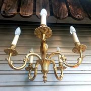 Antique gilded bronze chandelier in Louis XVI style, 5 lights, in working condition.