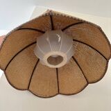 Wooden and rattan pendant light
