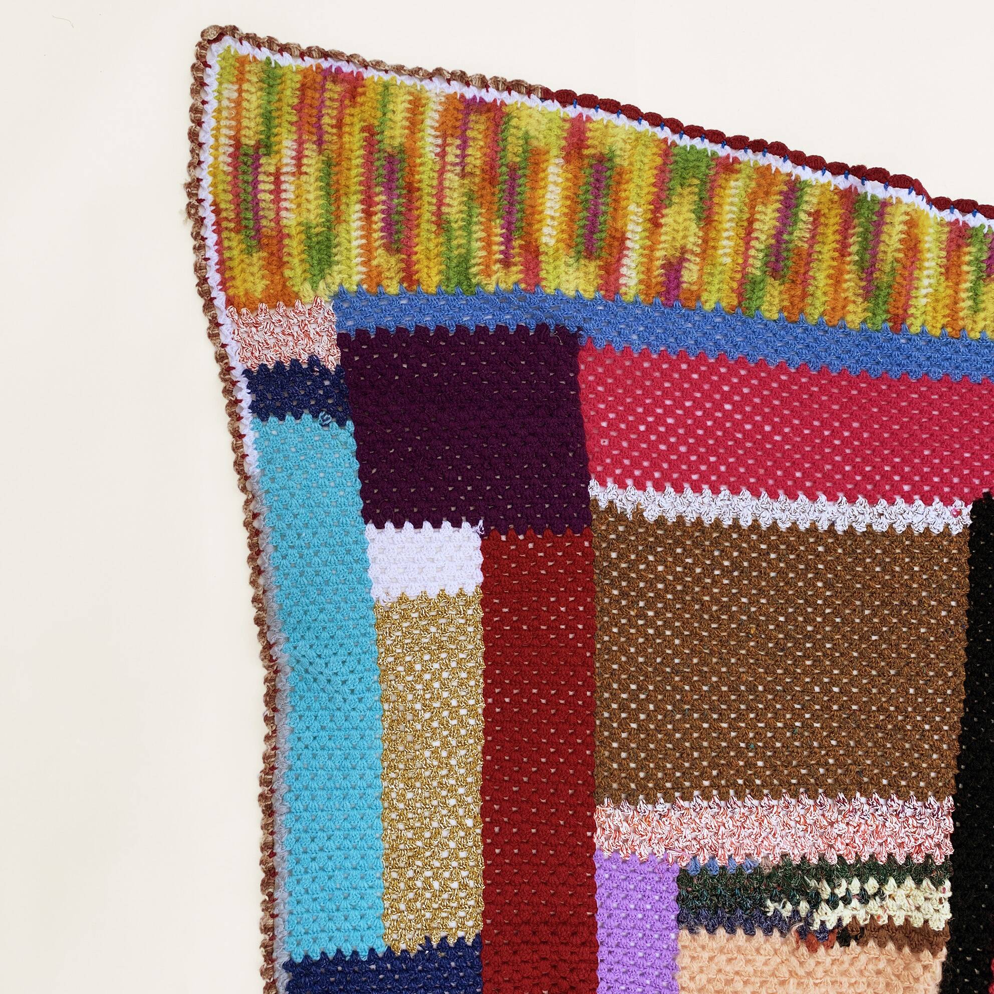 Handmade Crochet Patchwork Throw Blanket Bedspread