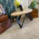 Round coffee table with steel legs