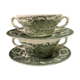 Ensemble de 2 bols à bouillon et soucoupes verts ironstone England