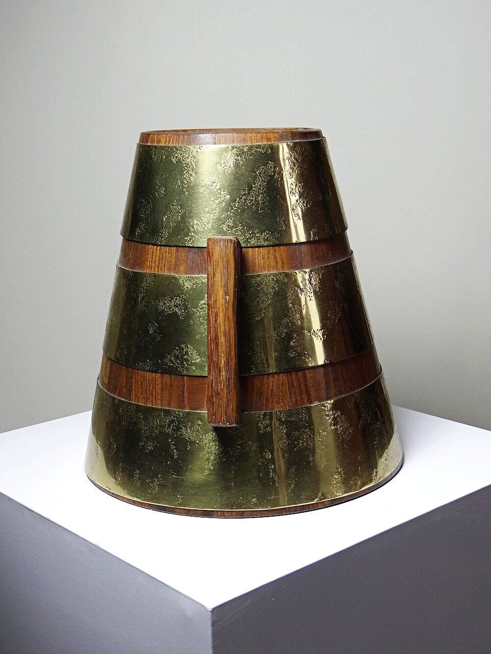 Large handcrafted wooden and brass via ferrata, traditional vintage style