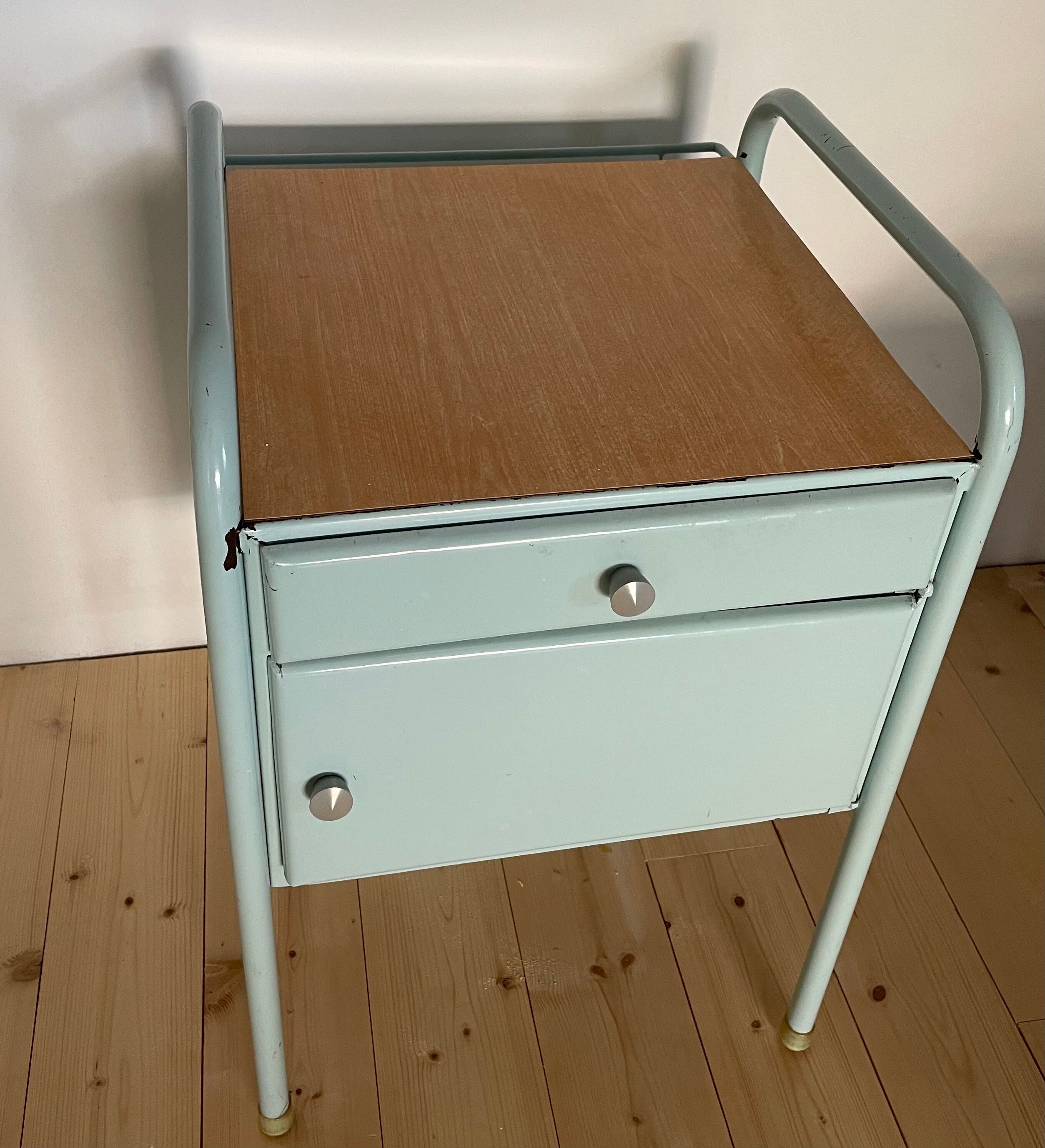 Metal boarding school/convent bedside