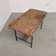 Table basse osier tressé et métal 1960