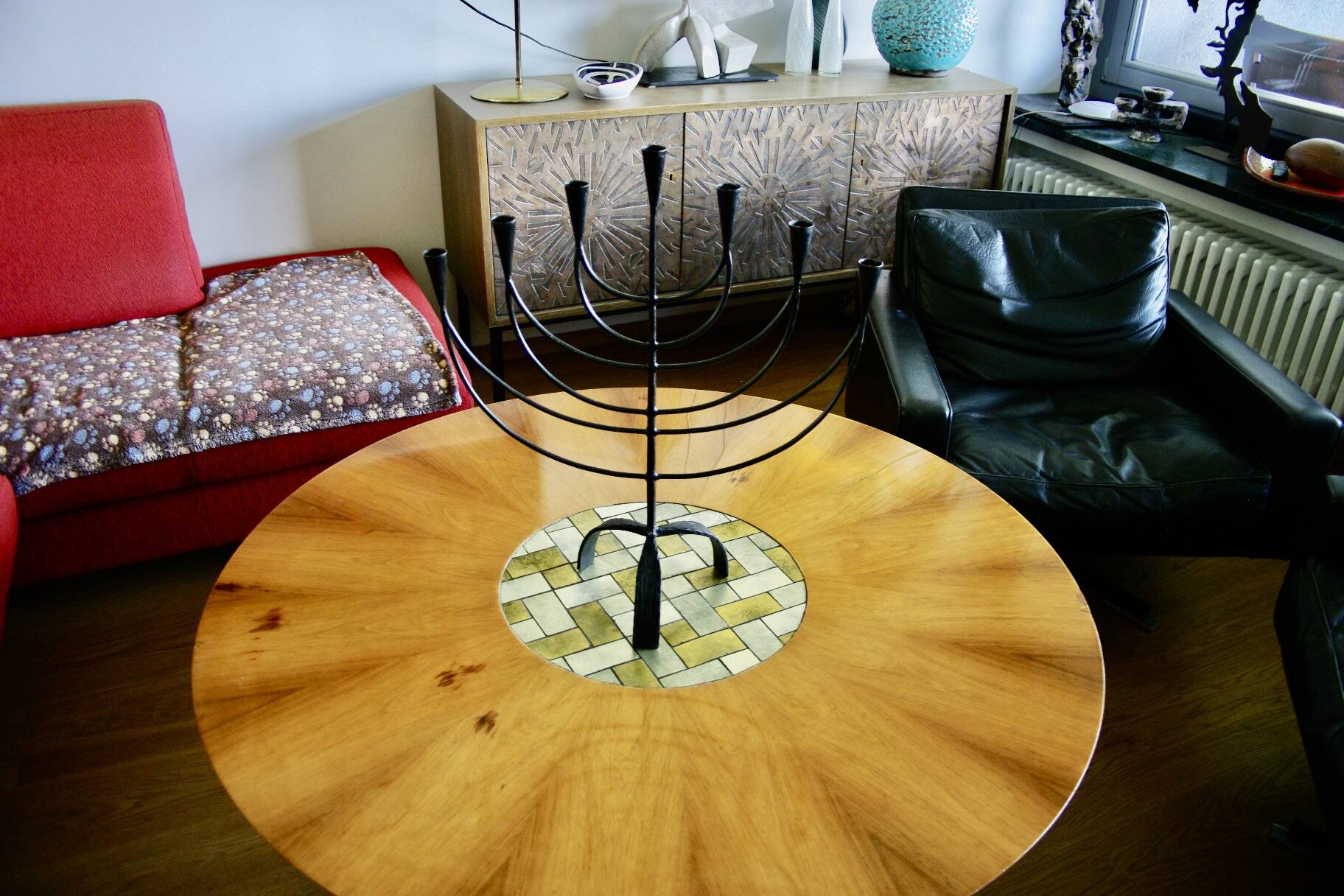 Wrought and beated iron menorah sweden 1950