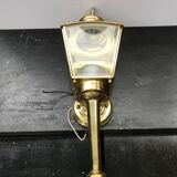 Gold metal lantern wall light with vintage beveled glass