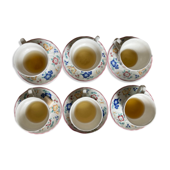 English flower porcelain tea service 6 people
