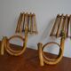 Pair of rattan wall lamps 70s Louis Sognot