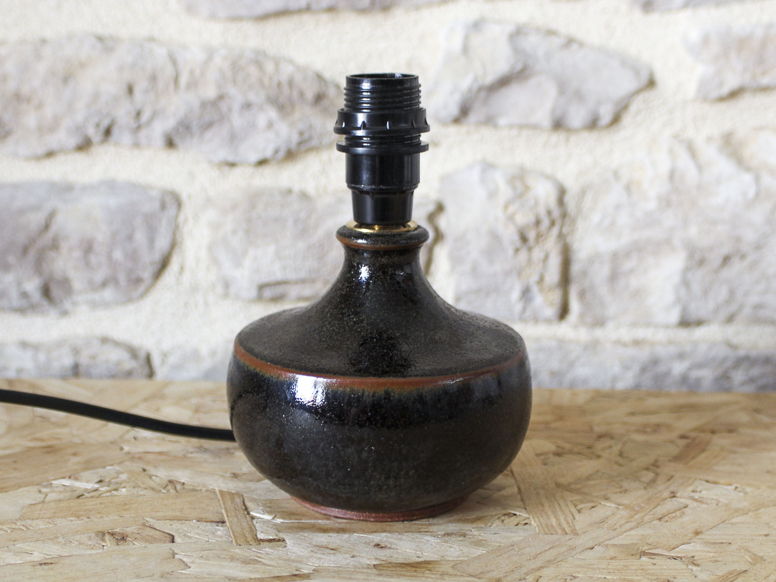 Bedside lamp foot in glazed stoneware François Baumlin