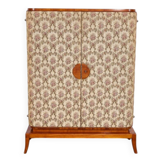 Mid Century Modern Cherry wood , Rosewood veneered & Upholstered Cabinet in the style of Josef Frank, early 1930s Austria
