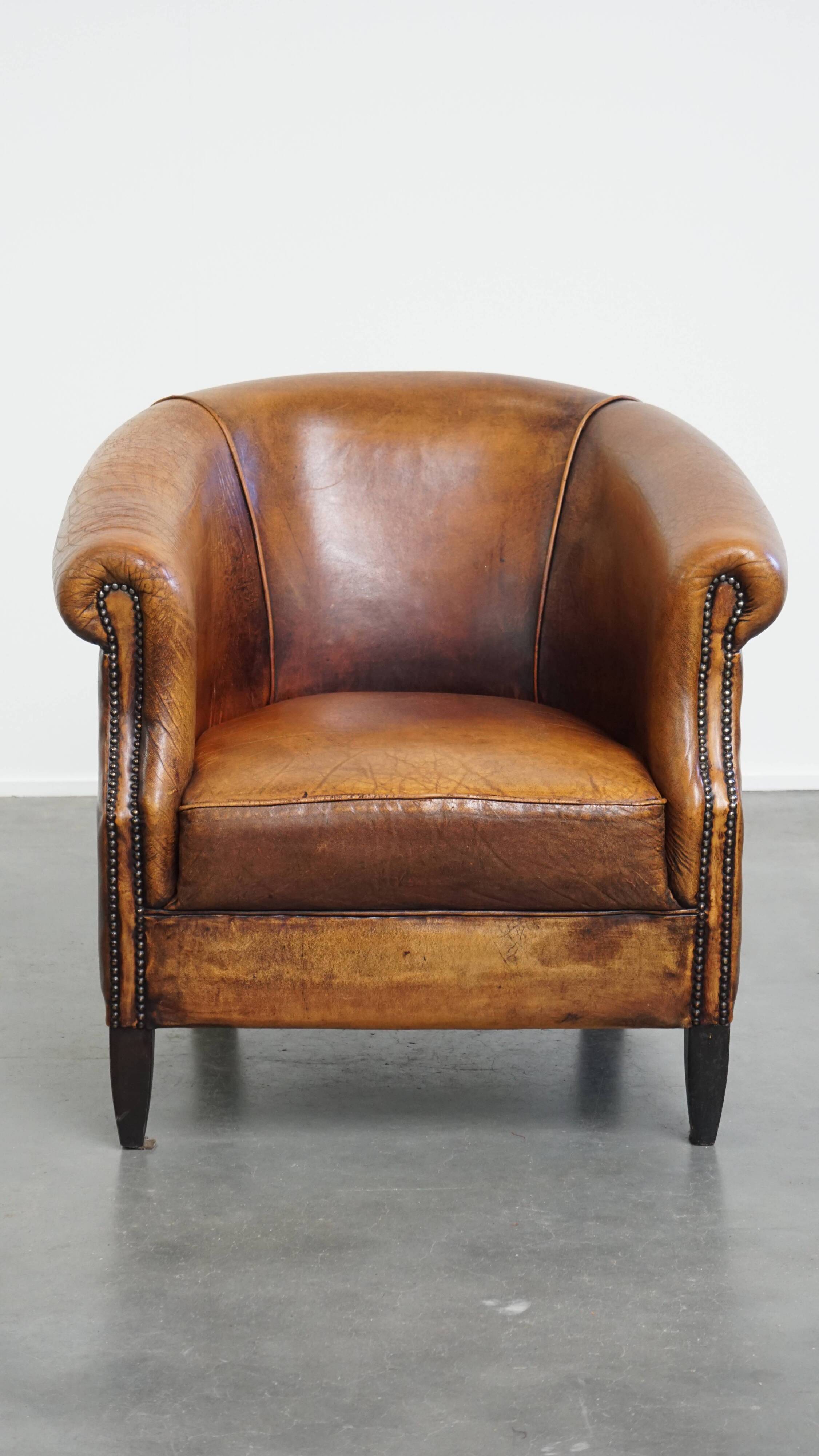 Sheepskin leather club chair