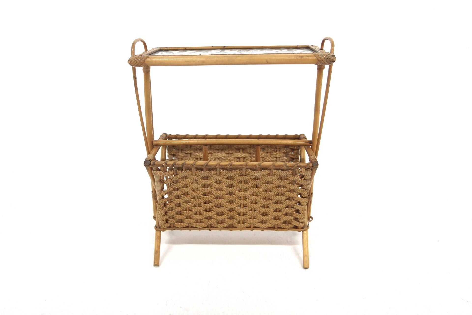 Scandinavian rattan magazine rack, Sweden, 1950