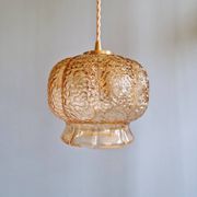 Vintage trio of amber glass pendants, 1960s-70s.
