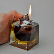 Red and yellow Sommerso lighter by Seguso, Murano glass, Italy, 970