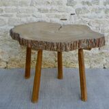 Table basse guéridon en bois brut tronc d'arbre