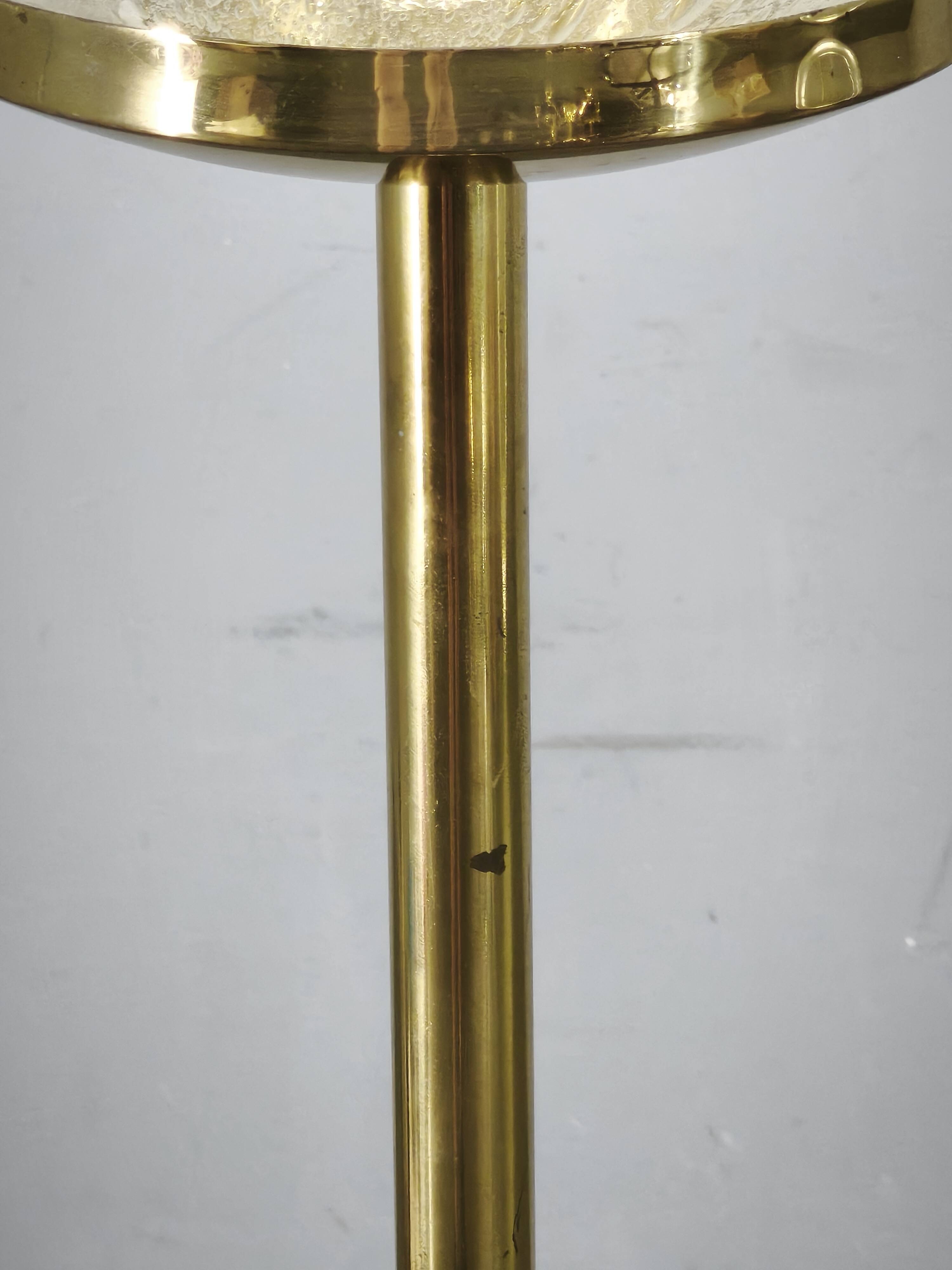 Space Age Bubble Glass and Brass Floor Lamp, Czechoslovakia, 1970s