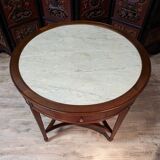 Round mahogany pedestal table Louis XVI
