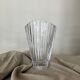 Large Art Deco fan vase in Arques crystal, France 1950