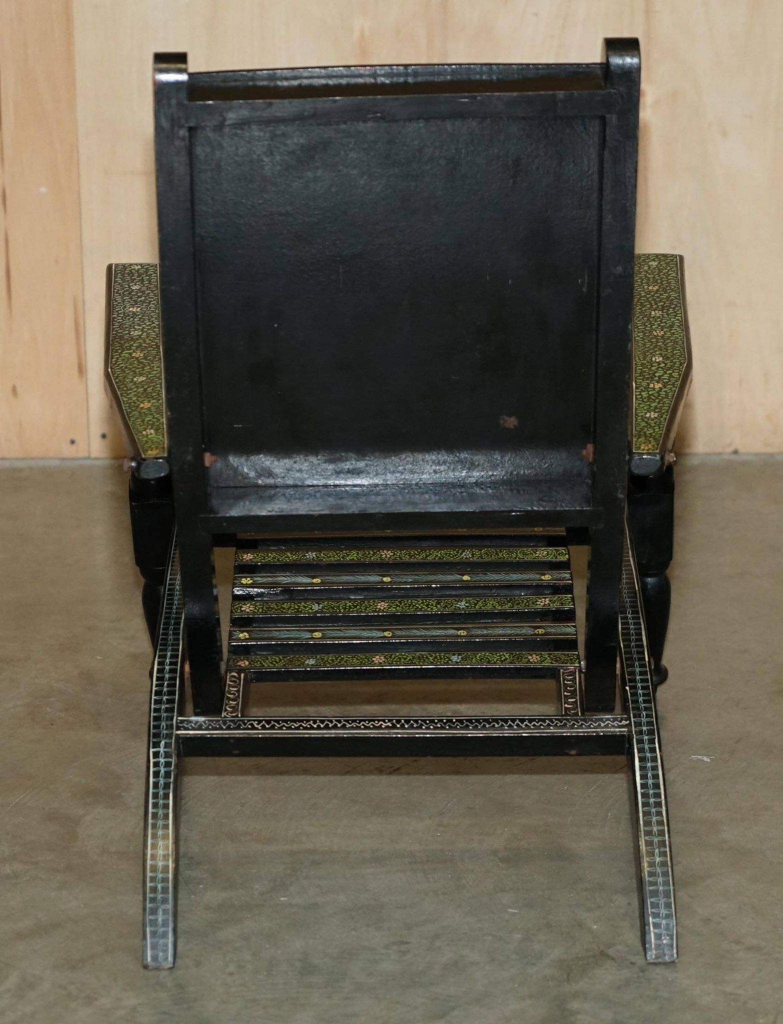 Fauteuil pliant anglo-indien vintage peint à la main