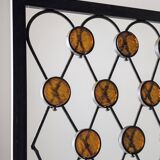 Wrought Iron Fire Screen with Orange Acrylic, Mid-Century, 1960s