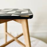 Vintage LV brand wood and formica stool from the 1950s