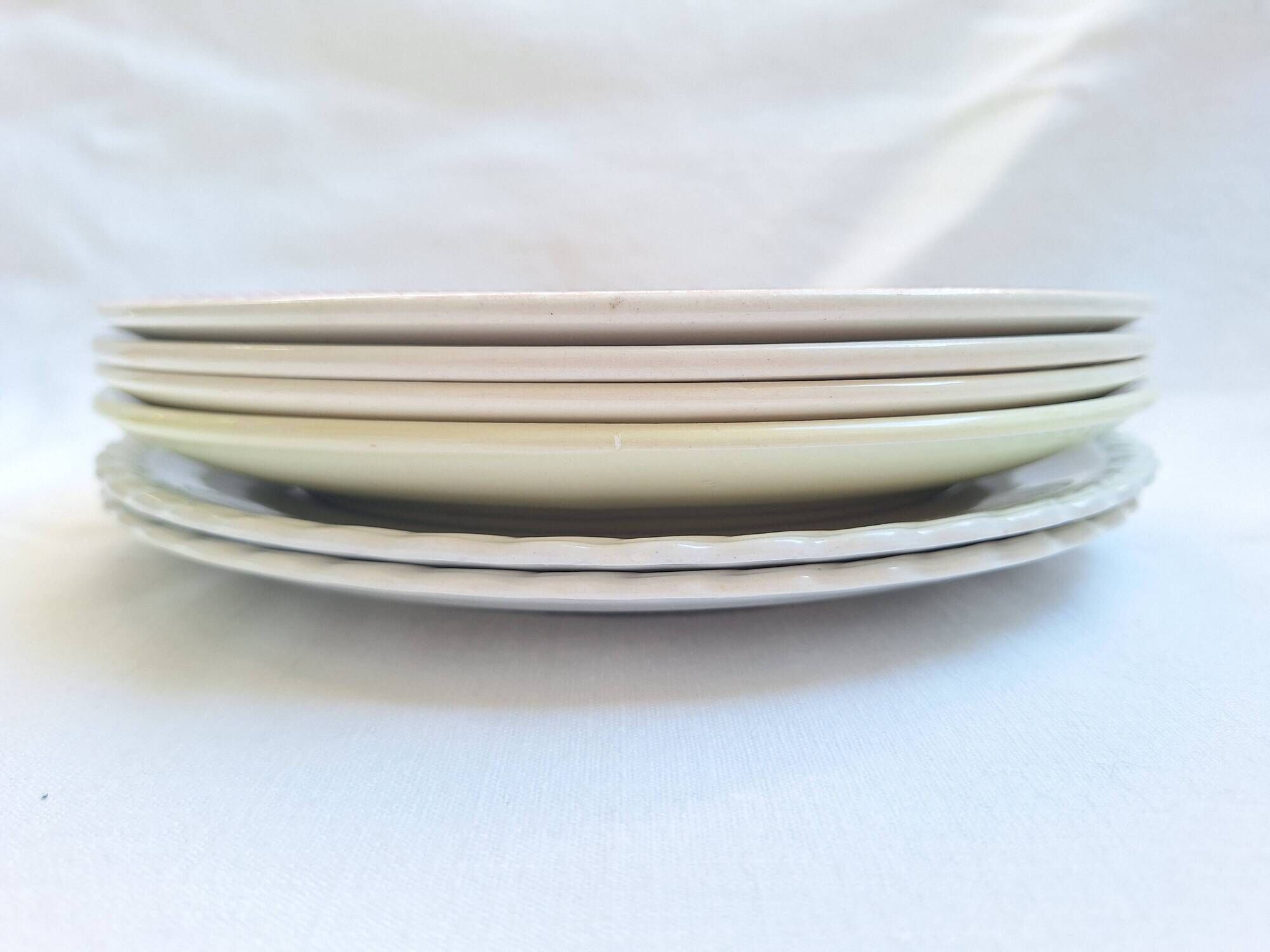 Multicolored flower dinner plates from Moulin des Loups, St Amand and Badonville