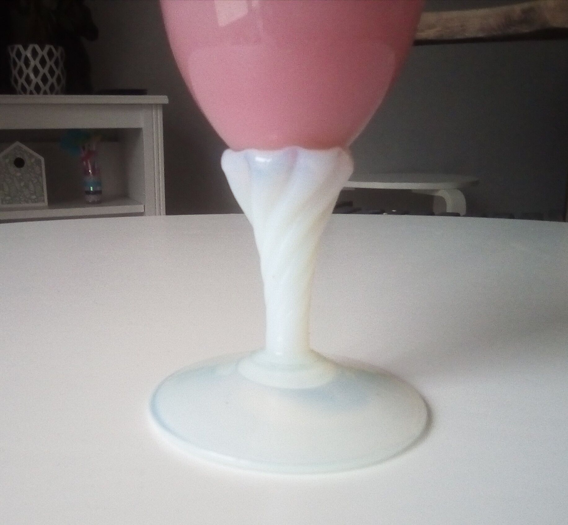 Vintage pink opaline vase