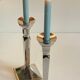 Pair of vintage cast aluminum candlesticks