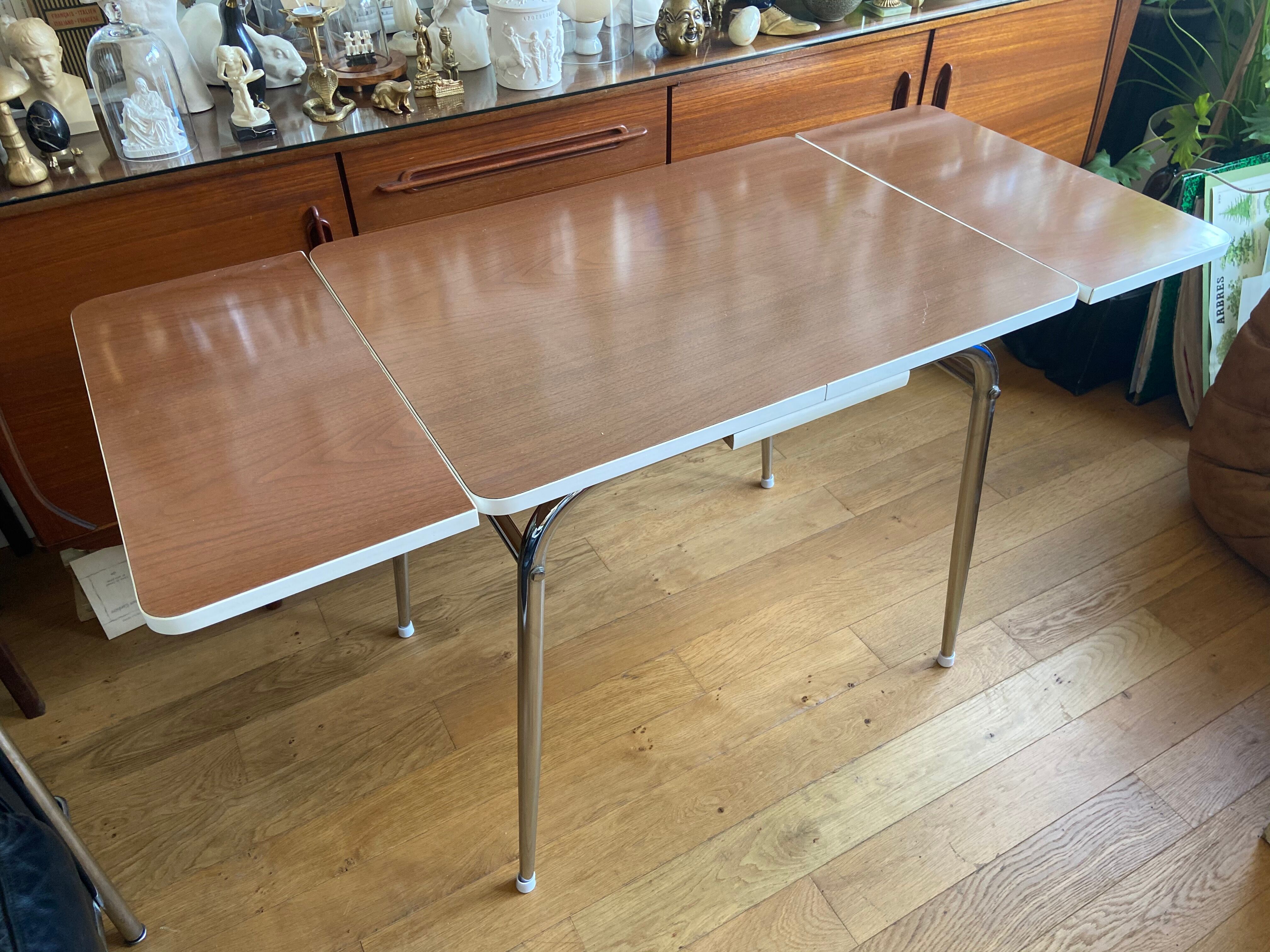 Formica table with extension cords
