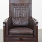 Art Deco armchair with dark brown leather