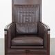 Fauteuil Art Déco en cuir marron foncé