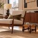 Antique French Turned Wood and Woven Rattan Footstool/ Sidetable