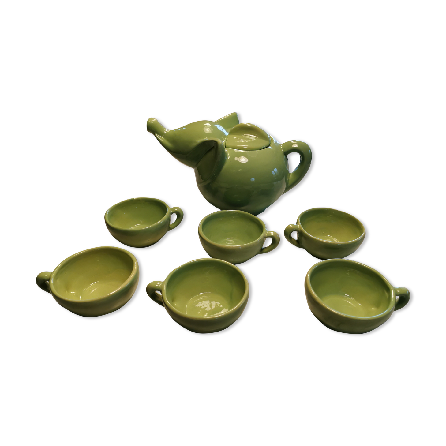 Craft ceramic tea service animal decoration