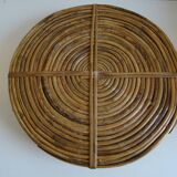 Vintage rattan tray from the 70s