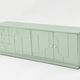 Buffet vintage des années 1970, vert pastel, relief, finition brillante, chrome