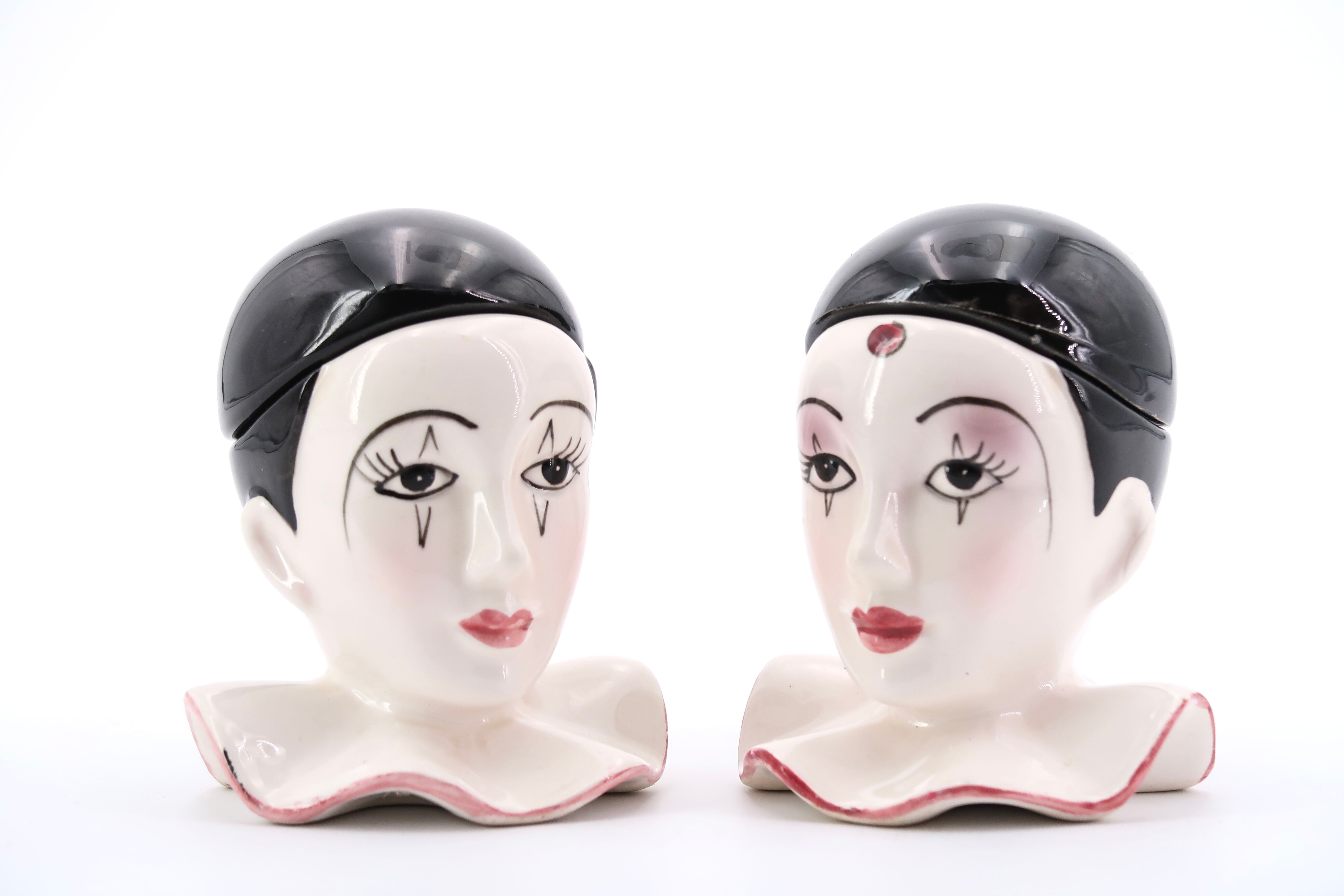 Pierrot porcelain salt shakers, 70s