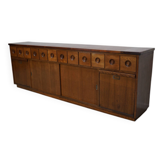 Dutch Industrial Oak Apothecary / Bakery Cabinet, circa 1950s