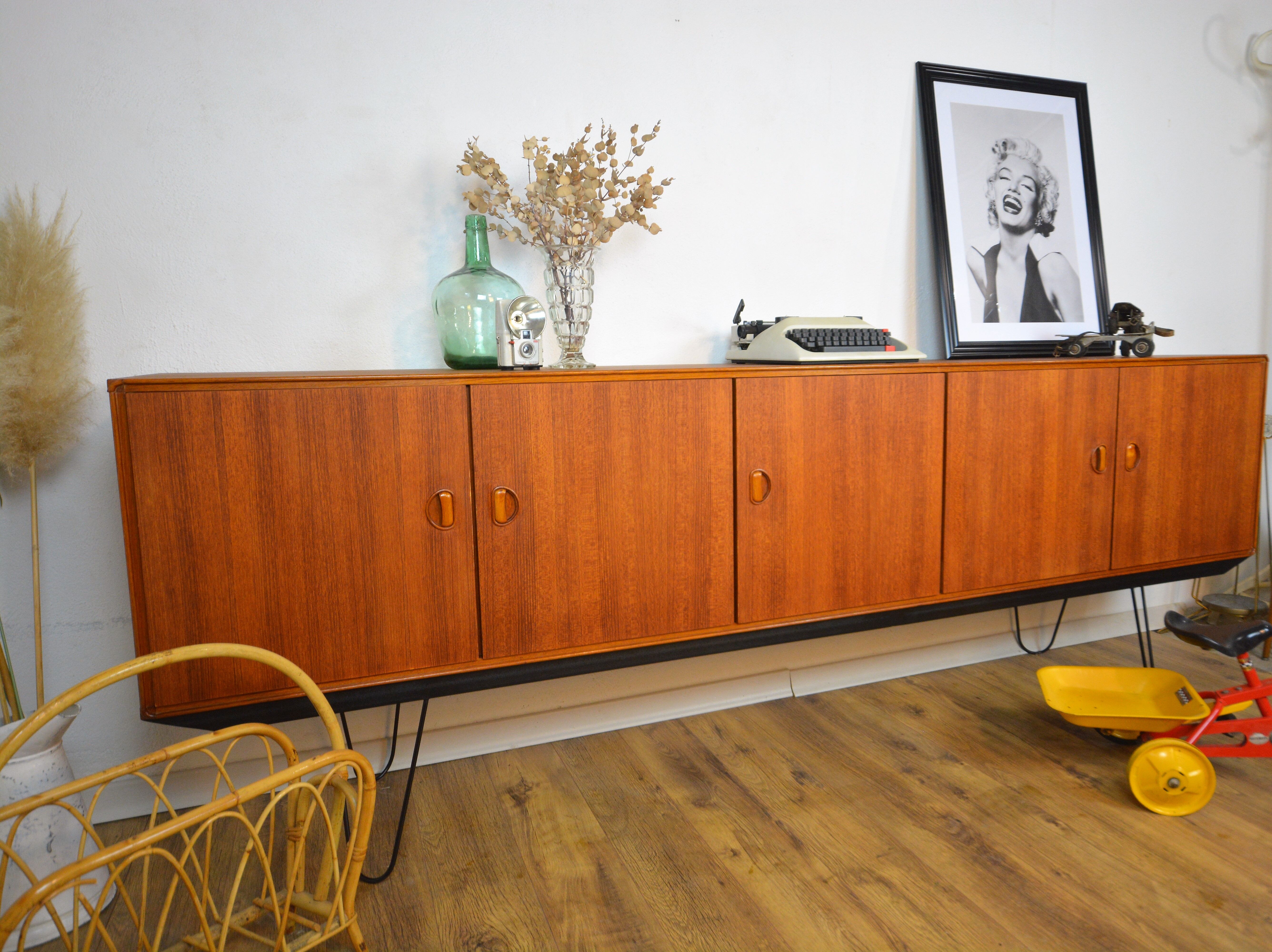 Scandinavian sideboard Fristho teak and metal
