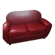 Red 2-seater Club Sofa in coated leather – Maison Pavane