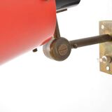 Old and rare Stilnovo wall light, red and black lacquered metal and brass With period label