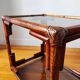 Pair of bedside tables - rattan smoked glass side tables vintage 70s-80s