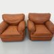 Paire de fauteuils lounge vintage Coquelicot de Tito Agnoli pour Poltrona Frau en cuir des années 70