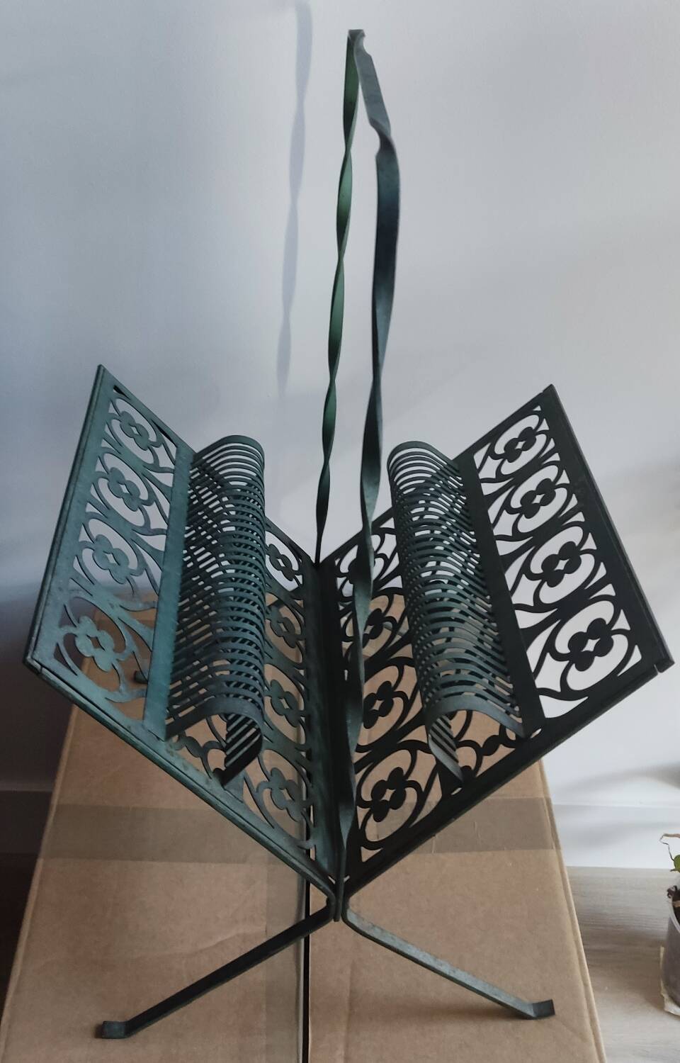 Florentine style metal magazine rack