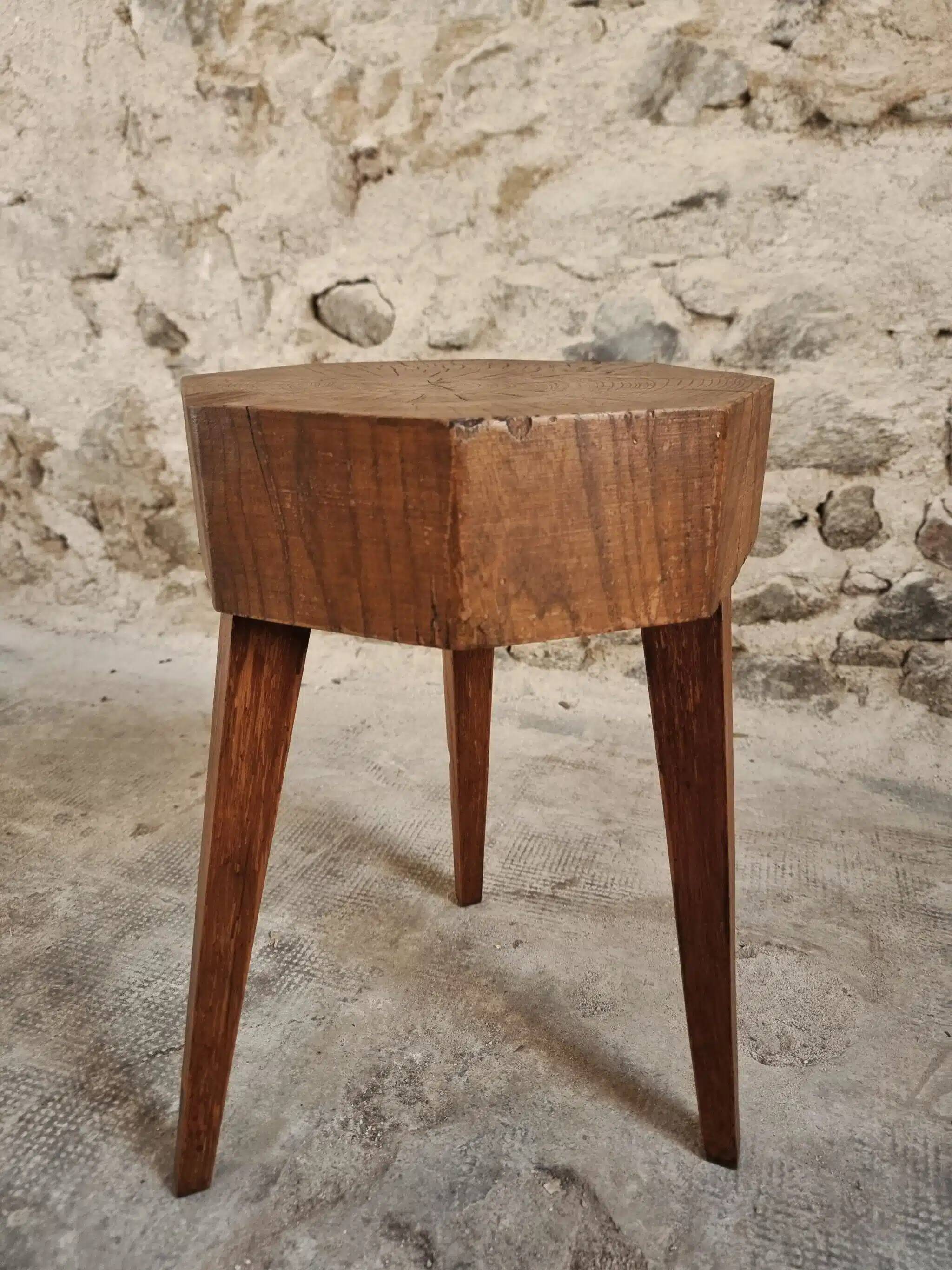 Vintage Oak Stool – Solid Oak Seat – Rustic 1960s Crafts – 31×31×50 cm