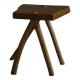 Wabi-Sabi stool in handmade birch, modern Scandinavian style, 1960s.