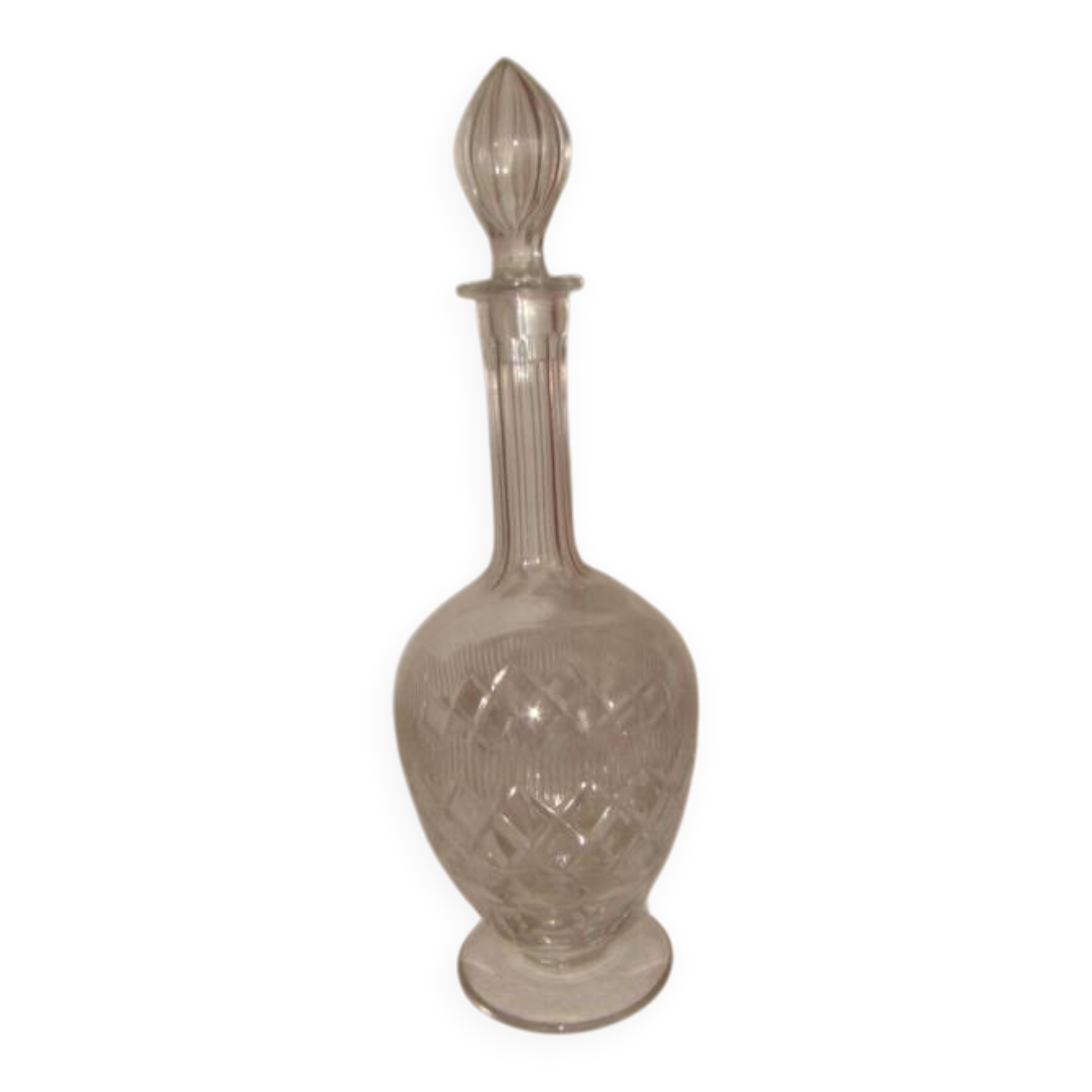 cut crystal wine carafe with a foot from "Lorraine", early 20th century