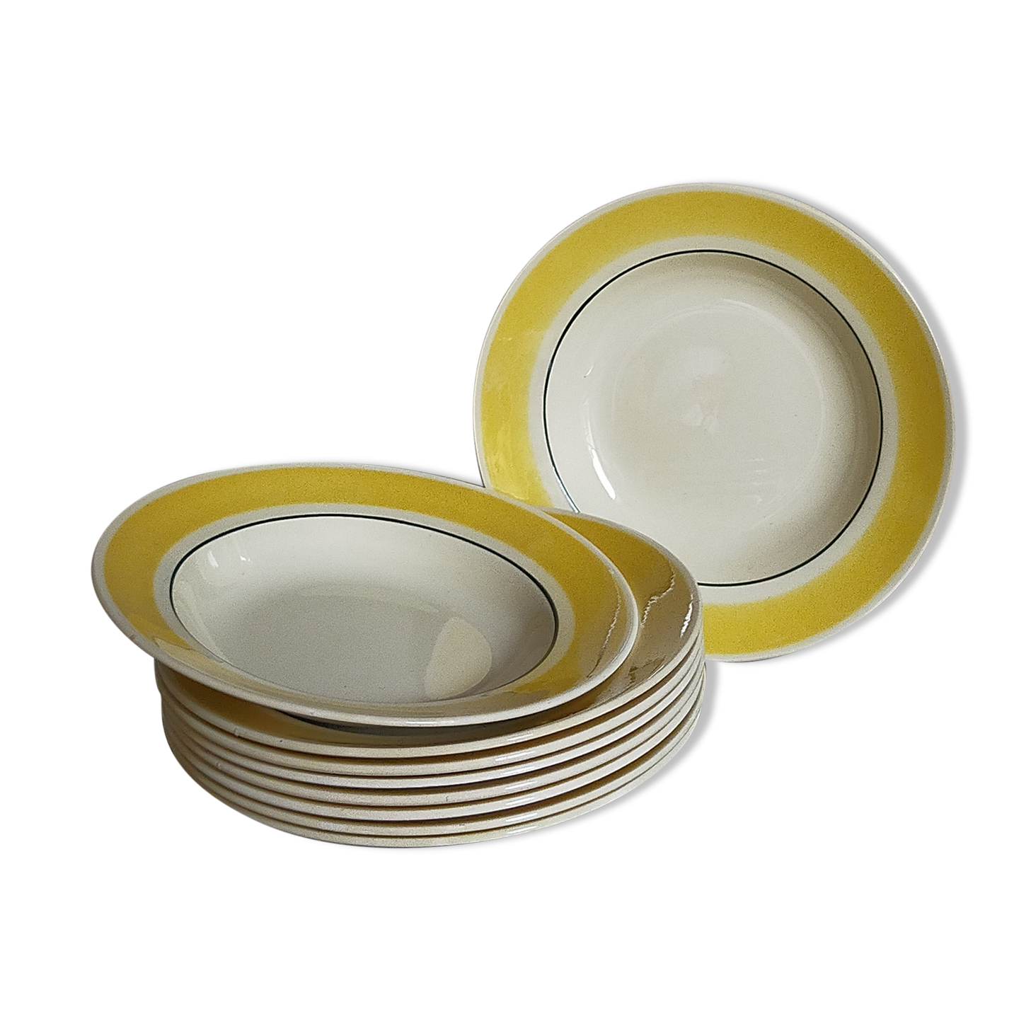 Nine plates faience of gien creation primefleur service caroline vintage